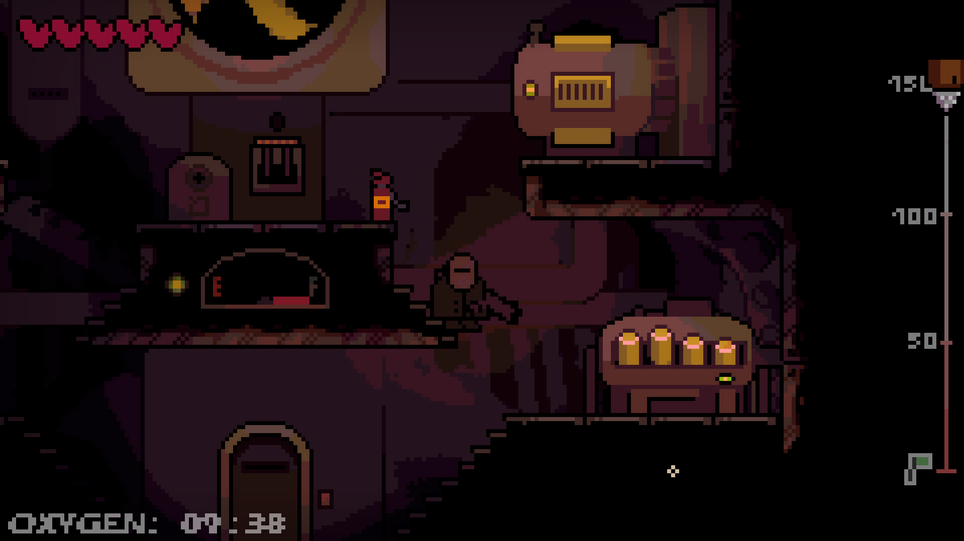 Screenshot of the inside of the giant drill from Drillkeeper by eikpix